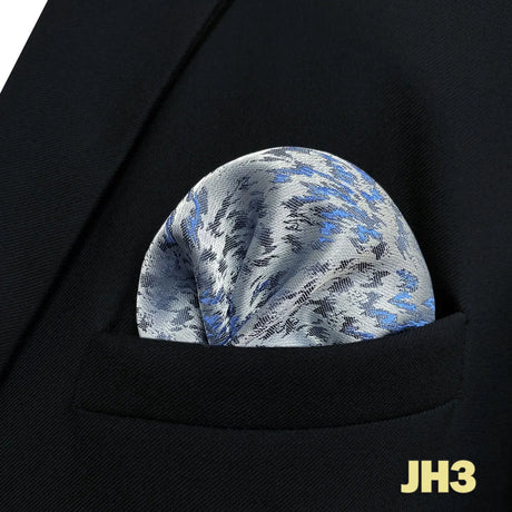 Blue Floral Paisley Mens Pocket Square Classic Silk Purple Hanky Business Fashion Handkerchief Wedding