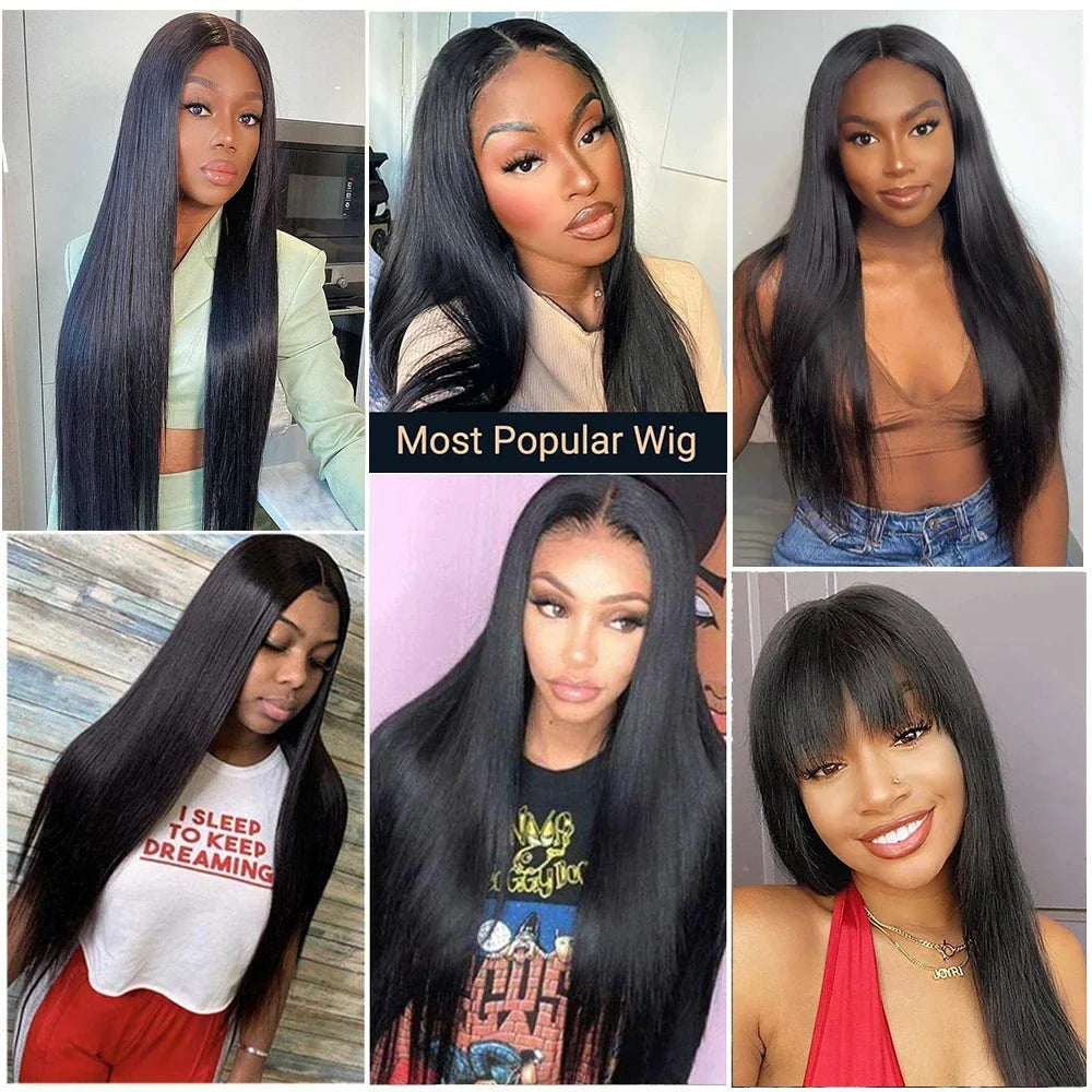 180% 13x4 Bone Straight Lace Front Wig Indian Remy Transparent Lace Frontal Wig Human Hair Wigs 4x4 Closure Wig Pre-Plucked