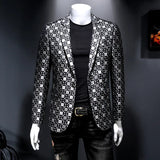 2022 Brand Men Blazer Personality Wild Men's Suit Jacket High Quality Fashion Plaid Print Slim Fit Warm Blazer Coat Male 5XL 6XL