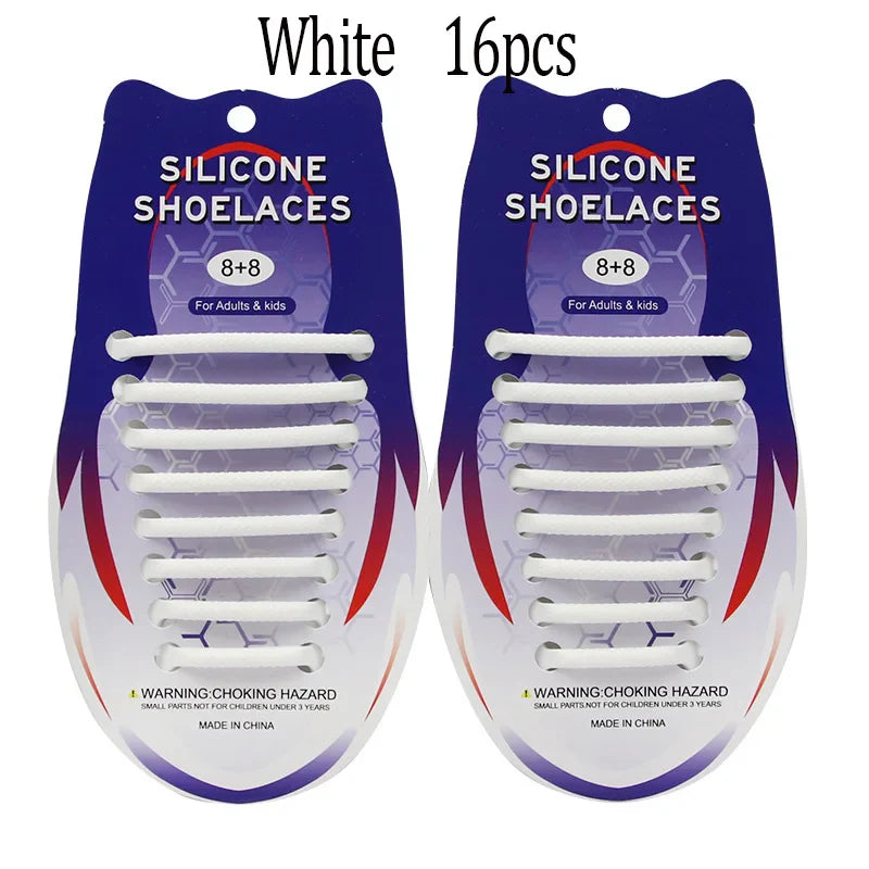 Elastic Oval Thicken Waterproof Silicone Shoelaces Hammer Laces No Tie Shoelace for Adults and Children Rubber Quick Shoelace