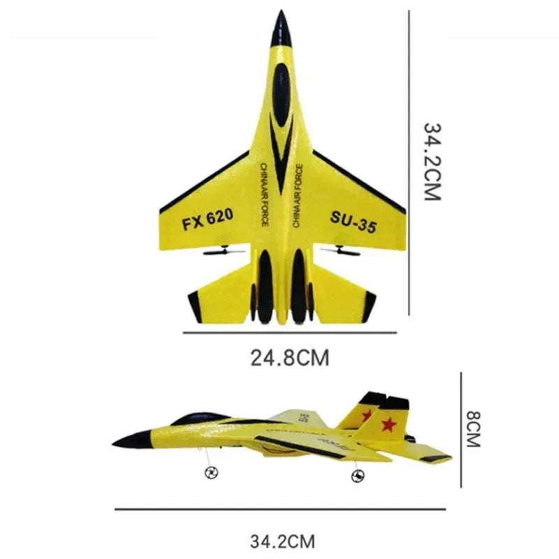 RC Plane SU-35 With LED Lights Remote Control Flying Model Glider Aircraft 2.4G Fighter Hobby Airplane EPP Foam Toys Kids Gift