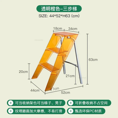 Modern Home Folding Ladder Transparent Acrylic Step Ladders Japanese Portable Telescopic Ladder Rack Creative Stairs Step Stool