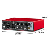 MD22 Recording Sound Card 48V Phantom Power 24-bit/192 KHZ USB Audio Interface with Loopback Monitor for Guitar Recording