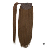 Straight Human Hair Ponytail Wrap Around Horsetail Clips-In Brazilian Machine Made Remy Hair wig 120g