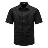 Men's Tactical Short-sleeved Shirt Summer New Outdoor Multi-pocket Quick-drying Military Cargo Shirt Hiking Fishing Work T-shirt