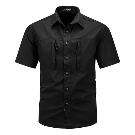 Men's Tactical Short-sleeved Shirt Summer New Outdoor Multi-pocket Quick-drying Military Cargo Shirt Hiking Fishing Work T-shirt