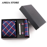 Men's Tie Gift Box With Neckties Handkerchiefs Cufflinks Tie Clips  Plaid Dot 5-Piece sets Group Business Wed Festival Formal Ti