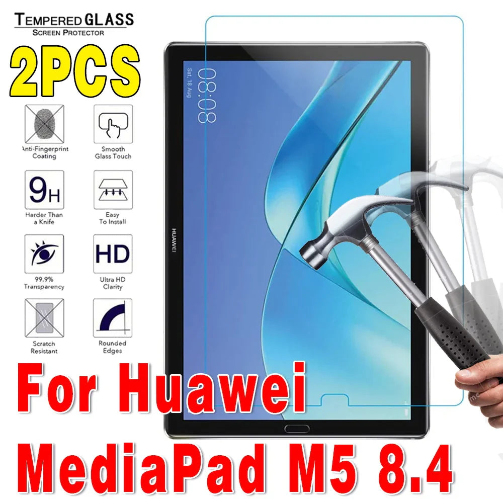 2Pcs Tempered Glass Tablet Screen Protector for Huawei MediaPad 10.4 Pro 10.8 T3 T5 T8 T10 T10S M5 M6