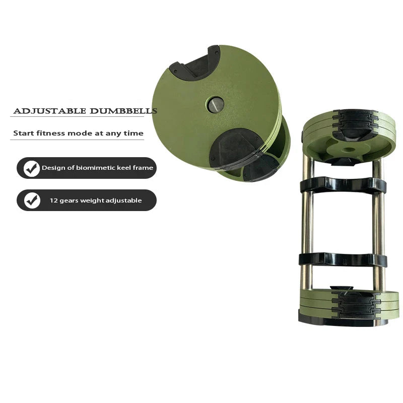 Adjustable Iron Steel Dumbbell, Weight Disc, 1 Second Switch Cast, Colorful Paint, 4kg Increase