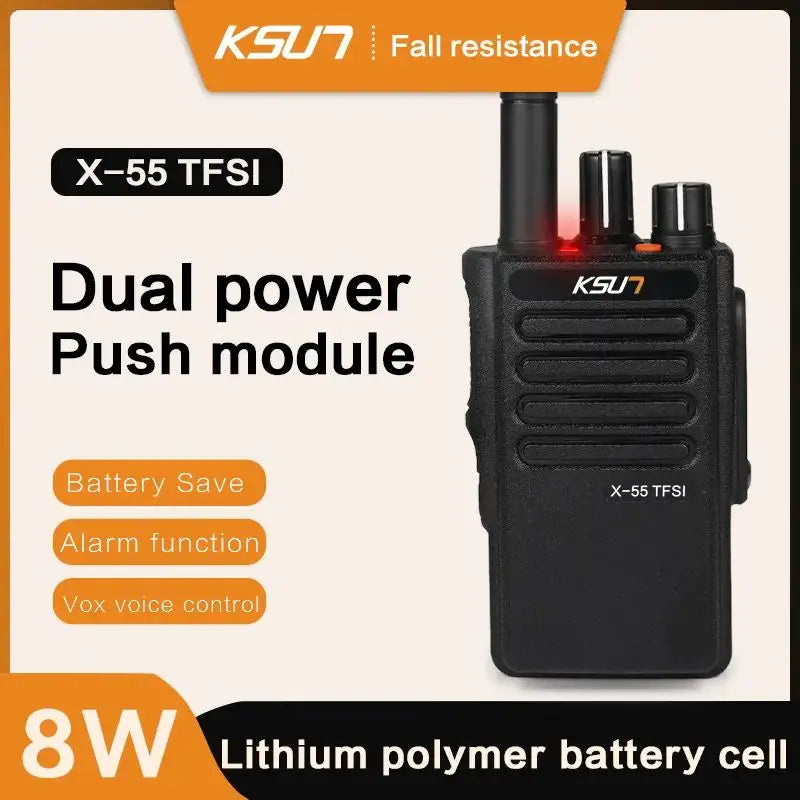 Long Range Professional Walkie Talkie with Antenna Communication Device, Rechargeable Two Way Radio Transceiver, KSUN-x55