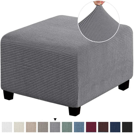 Polar Fleece Footstool Cover Durable Stretch Ottoman Cover Solid Color Footrest Slipcover for Living Room Furniture Protector