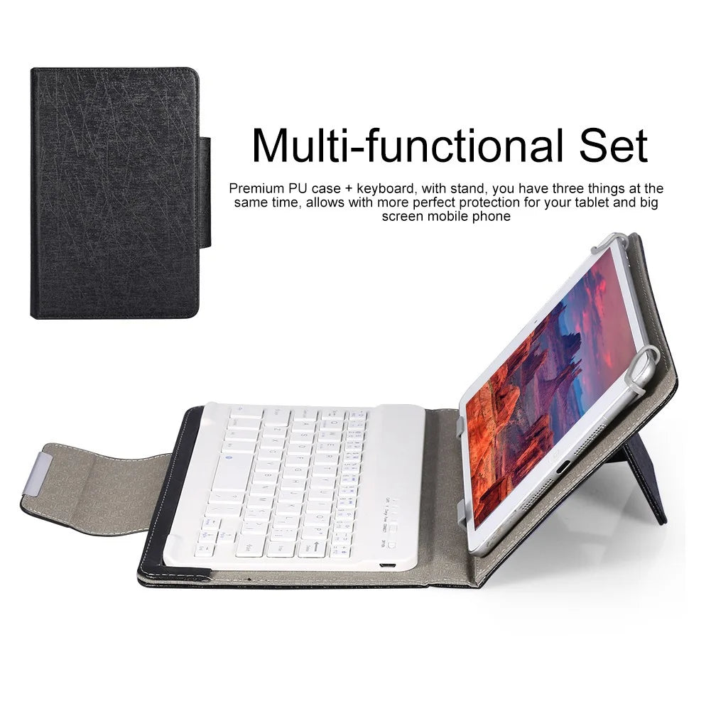 Universal Wireless Bluetooth Keyboard with Leather Case Stand Cover for iPad 7 8 Inch 9 10 Inch Tablet for iOS Android Windows