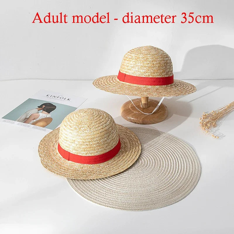 Luffy Straw Hat Anime Cartoon Cosplay Caps Accessories Summer Sun Hat Sunshade Parent-Child Hat Luffy Hat for Women Men