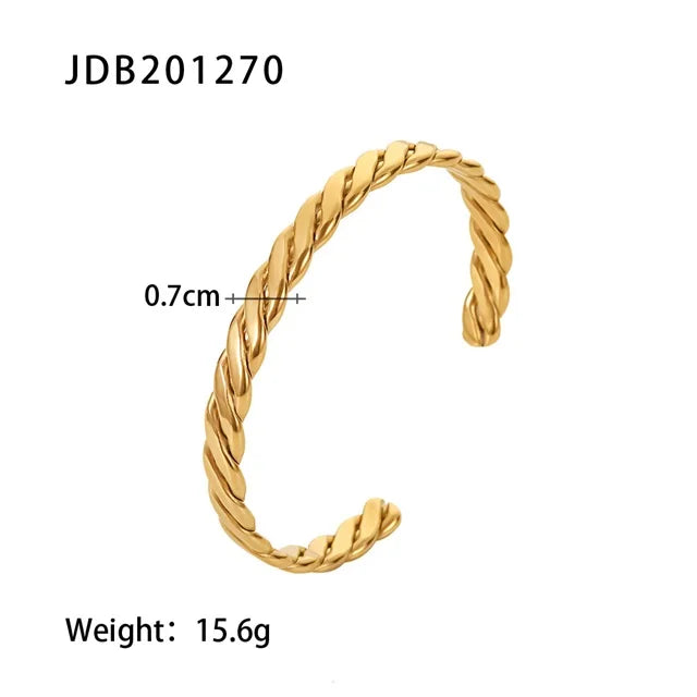 Youthway 18k Gold Stainless Steel Bangles Winter Stacking Cubic Zirconia Opening Bracelet for Women Jewelry Gift 2022 NEW