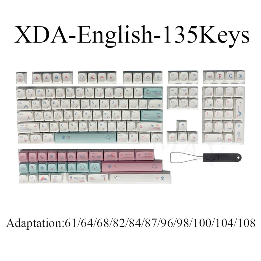 123 Keys PBT Keycap Matcha Green Replaceable DYE-SUB XDA Profile Keycaps For Mechanical Custom Keyboard Suitable For MX Switch