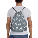 White Galgos Drawstring Bag Men Women Foldable Gym Sports Sackpack Whippet Greyhound Hound Dog Shopping Storage Backpacks