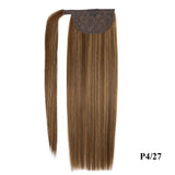 Straight Human Hair Ponytail Wrap Around Horsetail Clips-In Brazilian Machine Made Remy Hair wig 120g