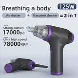 2 in 1 78000RPM Electric Air Duster Blower 125W Wireless Portable Vacuum Cleaner Gun For Car Computer Keyboard PC USB Charging