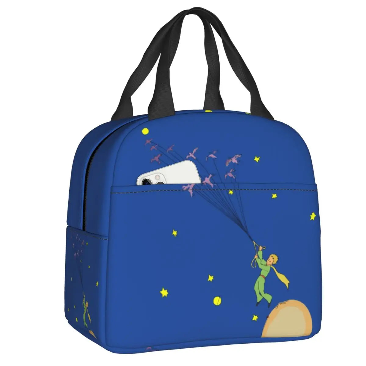 Custom The Little Prince Birds And Stars Lunch Bag Men Women Thermal Cooler Insulated Lunch Box for Adult Office