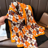 180*90cm Large Silk Satin Scarf Hijab Women Print Spring New Shawl Wrap Female Hand Foulard Pashmina Travel Echarpe 2022 NEW