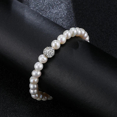 Punch Oval Thread Elastic Rope Pearl Bracelet 6-7mm Natural Freshwater Pearls  Bangle Fashion Classic Style Jewelry for Women