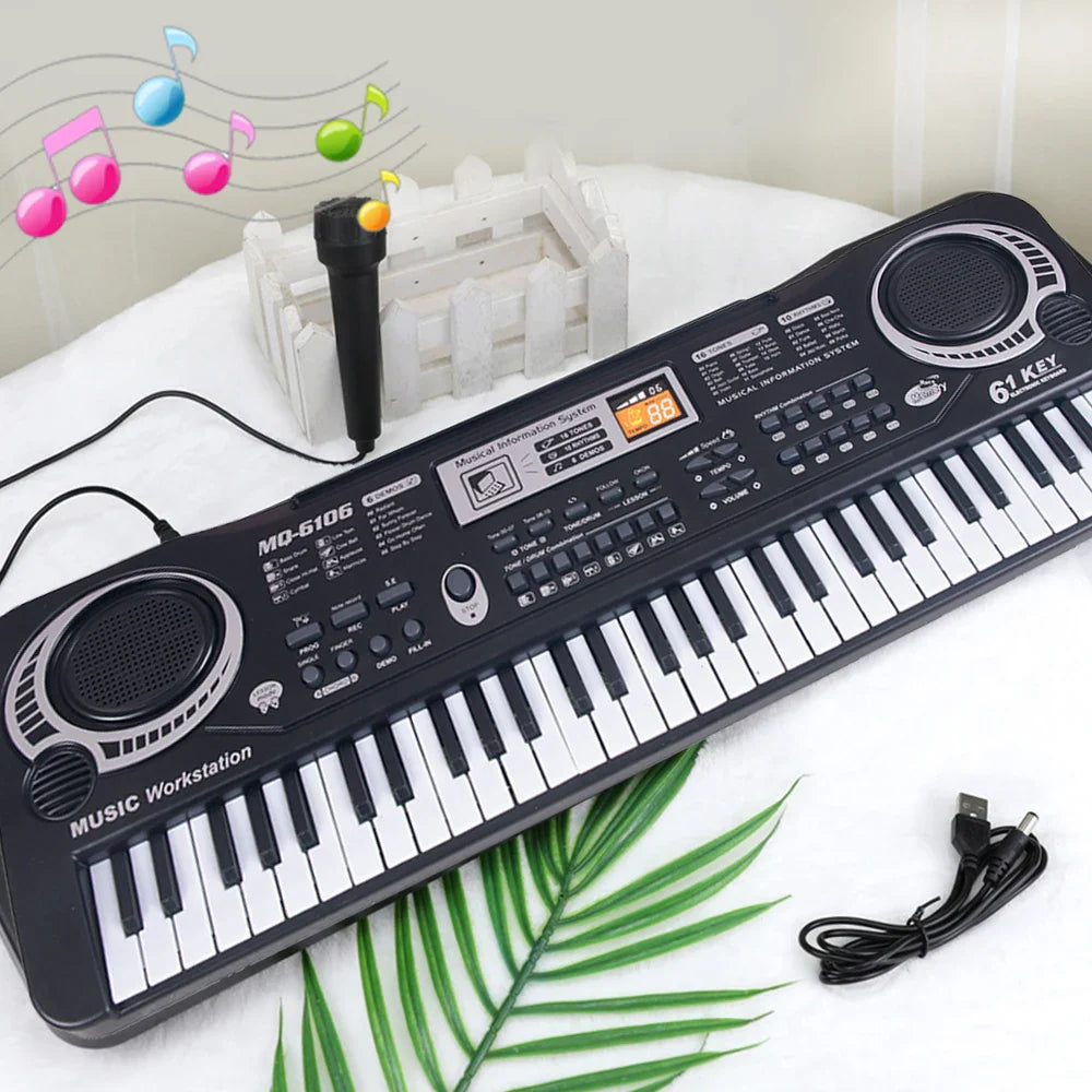 Kids Electronic Piano Keyboard Portable 61 Keys Organ with Microphone Education Toys Musical Instrument Gift for Child Beginner