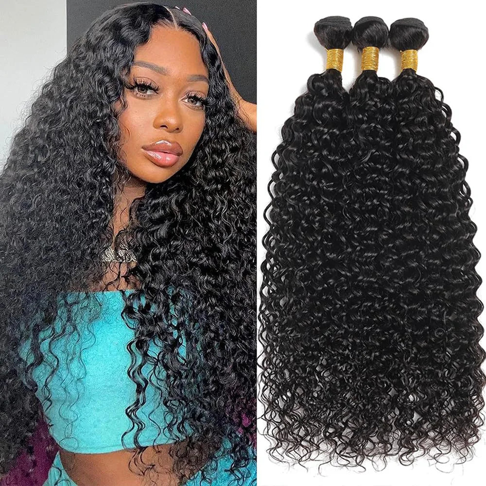 YIJIMEI Water Wave Bundles Human Hair 12-28 Inch Brazilian Weaving Virgin Hair Natural Color Extensions 1 3 4 Bundles Human Hair