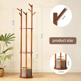 Hat Storage Rotary Coat Rack Backpacks for Women Caps Organizer Wooden Coat Rack Freestanding With 3 Storage Shelves and 6 Hooks