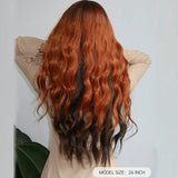 Long Curly Orange Brown Ombre Synthetic Wavy Wigs with Bangs Ginger Cosplay Party Wig for Women Afro Natural Hair Heat Resistant