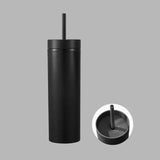 Plastic Straw Cup Double-Layer Water Bottles Coffee Cup Reusable Hard Plastic Tumbler With Lid Drinkware  Gift