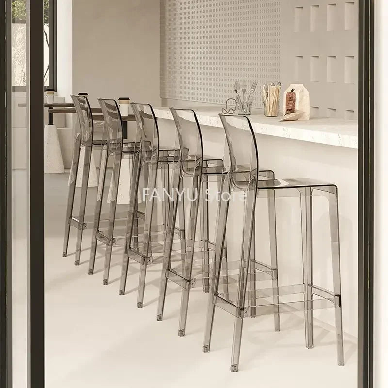 Nordic Acrylic Transparent Bar Chairs Modern Backrest Household Design Bar Chairs High Stools Muebles Household Items WZ50BC