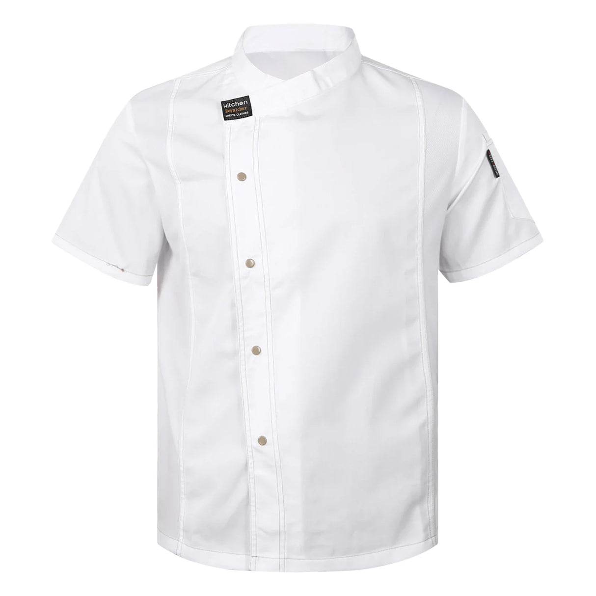 Unisex Chef Jacket Short Sleeve Restaurant Waiter Uniform Kitchen Cook Chef Shirt with Pocket Canteen Cake Shop Cafe Costumes