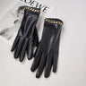 Fashion Chain Women' PU Leather Gloves Winter Warm Plus Velvet Thicken Full Finger Outdoor Riding Touch Screen Driving Mittens