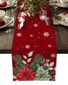 Christmas Snowflake Texture Linen Table Runners Wedding Decoration Washable Holiday Party Dining Table Runner Table Decoration