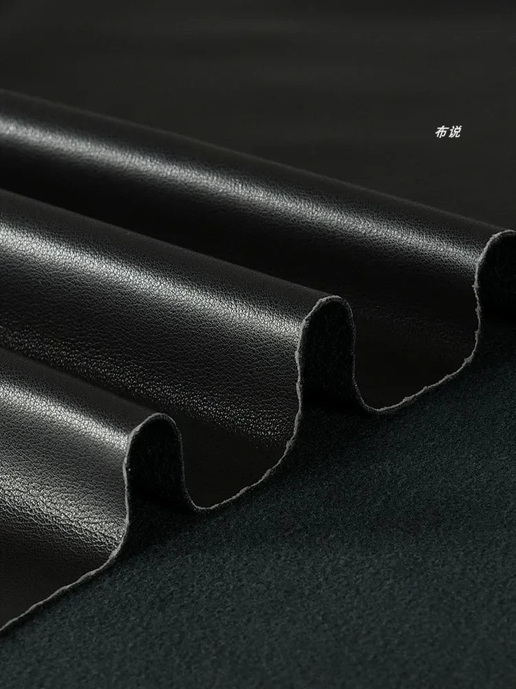 True Protein Leather Fabric Soft Black Silky Highly Elastic Leather Clothing Bag Fabric Cloth for Diy Apparel Sewing Material