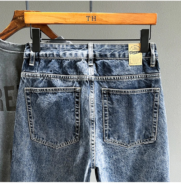 High Quality Spring New Vintage Jeans Men Fashion Loose Tapered Drape Youth Denim Trousers Jeans Hip Hop Male Streetwear