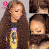 4x4 13x4 Chocolate Brown Lace Front Wig 13x6 HD Transparent Lace Frontal Wig Brown Colored Curly Human Hair Wigs For Black Women