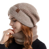 Women Knitted Scarf Soft Fleece Lined Hat Scarf Set for Women Warm Winter Beanie Windproof Scarf Combo Ideal for Cold