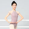 Women Ballet Leotards Stand Collar Embroidery Gymnastics Leotards Adult Ballet Dancing Costumes Short Sleeve Dance Bodysuits