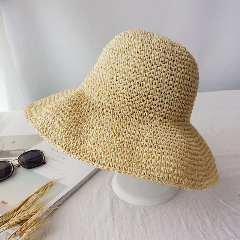 Fashion Lady Straw Hat Women Summer Sun Visor Sunhat Panama Boater Floppy Bucket Cap Female Woman Summer Hat Straw Beach