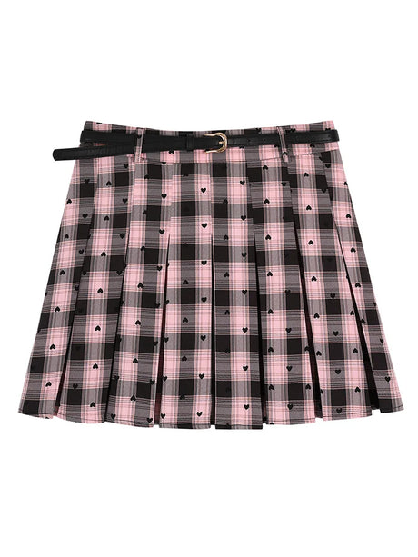 GIBSIE Plus Size New Pleated Mini Skirts Women 2023 Autumn Korean Preppy Style Vintage Plaid Print High Waist Y2k Short Skirts