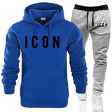 Autumn Winter Outdoor Unisex Sport Hoodies Tracksuit 2 Pieces Sets Sweatshirt+Pants Suit Hooded Sportswear