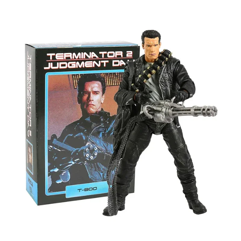 NECA Terminator 2 Judgment Day T-1000 Motorcycle Ultimate Copy T-800 Tech Noir Police Station Assault 18cm PVC Action Figure Toy