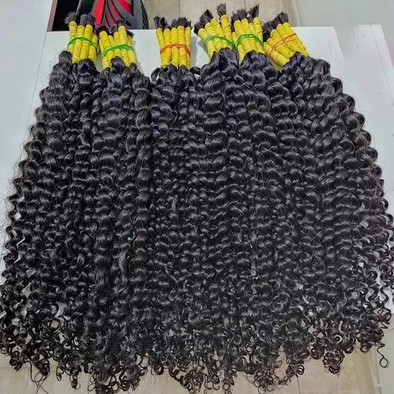 Human Bulk Hair For Braiding Kinky Curly No Weft Human Hair Bundles 1B# Natural Black Bulk Hair Extensions For Women 100G