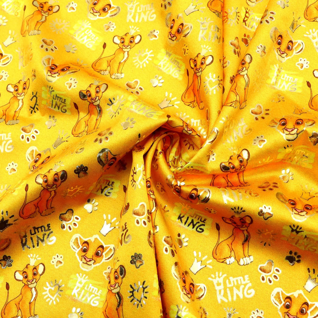 50*145cm Disney Winnie Golden Foil Satin Fabric DIY Sewing Apparel Textile Great Head Scarf Furniture Digital Printing Clothing