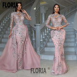 Gorgeous Dubai Mermaid Evening Dresses Flowers Lace Appliques Wedding Party Gowns Arabia Formal Occasion Dress robe de soirée