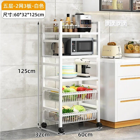 Home Kitchen Trolley Multifunction Oven Microwave Cart Moving Floor Fruit Vegetable Storage Cart Kitchen Island Trolley Cart Z