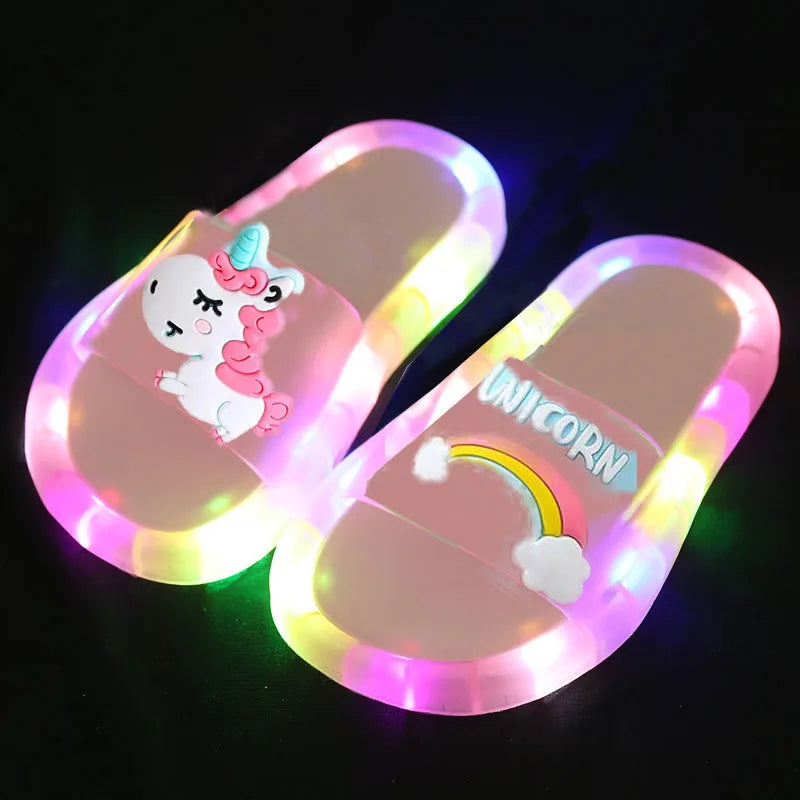 Cartoon Unicorn Animals luminescence Shoes Children’s Boys Girls Slippers Lighted Fashion Cute Shoes Toddler Slippers For Kids