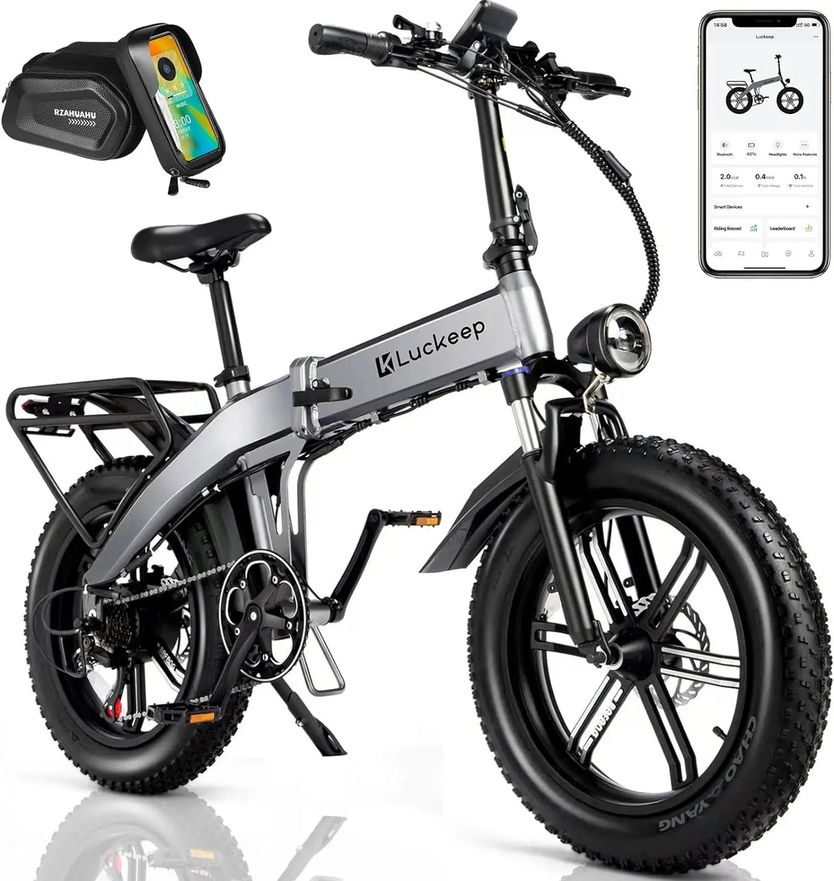 Electric Bike Folding for Adults,200W Peak Motor 48V 15AH/720WH Battery 30MPH 60 Miles Range,20'' x 4 Fat Tire Ebikes for Adults