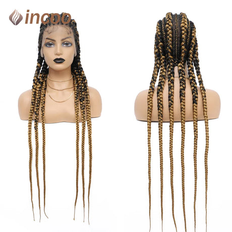 36" Full Lace Braided Wigs Lace Front Wig Jumbo Knotless Box Braids Wig Synthetic Braided Wig For Black Women Wig Braide African